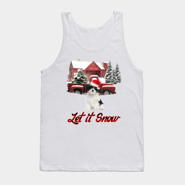 Havanese Let It Snow Tree Farm Red Truck Christmas Tank Top by Tagliarini Kristi